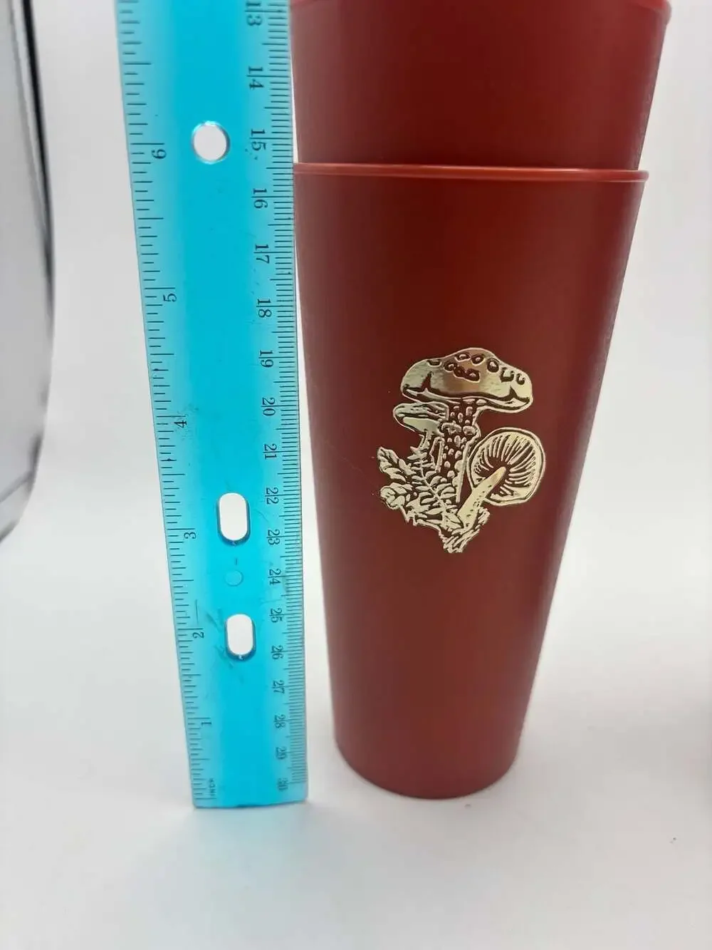 Vintage 1982 Nasco Inc. Mushroom Plastic cups Copper Brown Gold Etched Set of 6